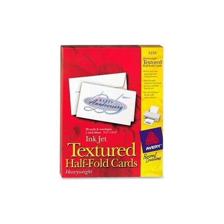 Avery Avery Textured Half-Fold Greeting Card, 5-1/2" x 8-1/2", White, 30 Cards/Pack 3378